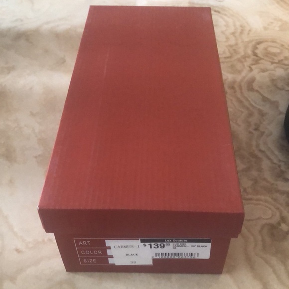 EXÉ CARMEN BLACK MULE • GOLD ACCENTS • 2” BLOCK HEEL • Sz 38 • NWT - Picture 13 of 15